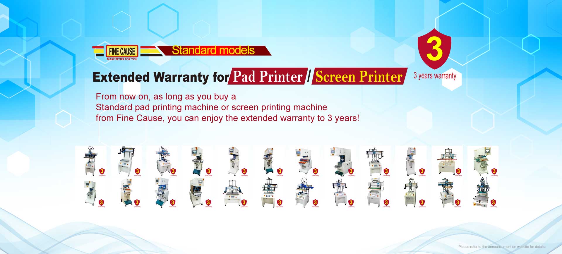 Extended Warranty to 3 Years for Pad Printer / Screen Printer