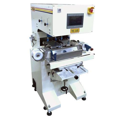 Two Color Ink Cup Pad Printing Machine with Running Cliché, Sliding Table